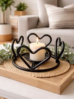 Charming Wrought Iron Heart Candle Holder